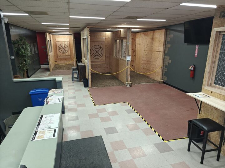 Chopscape’s axe throwing lanes with wooden targets
